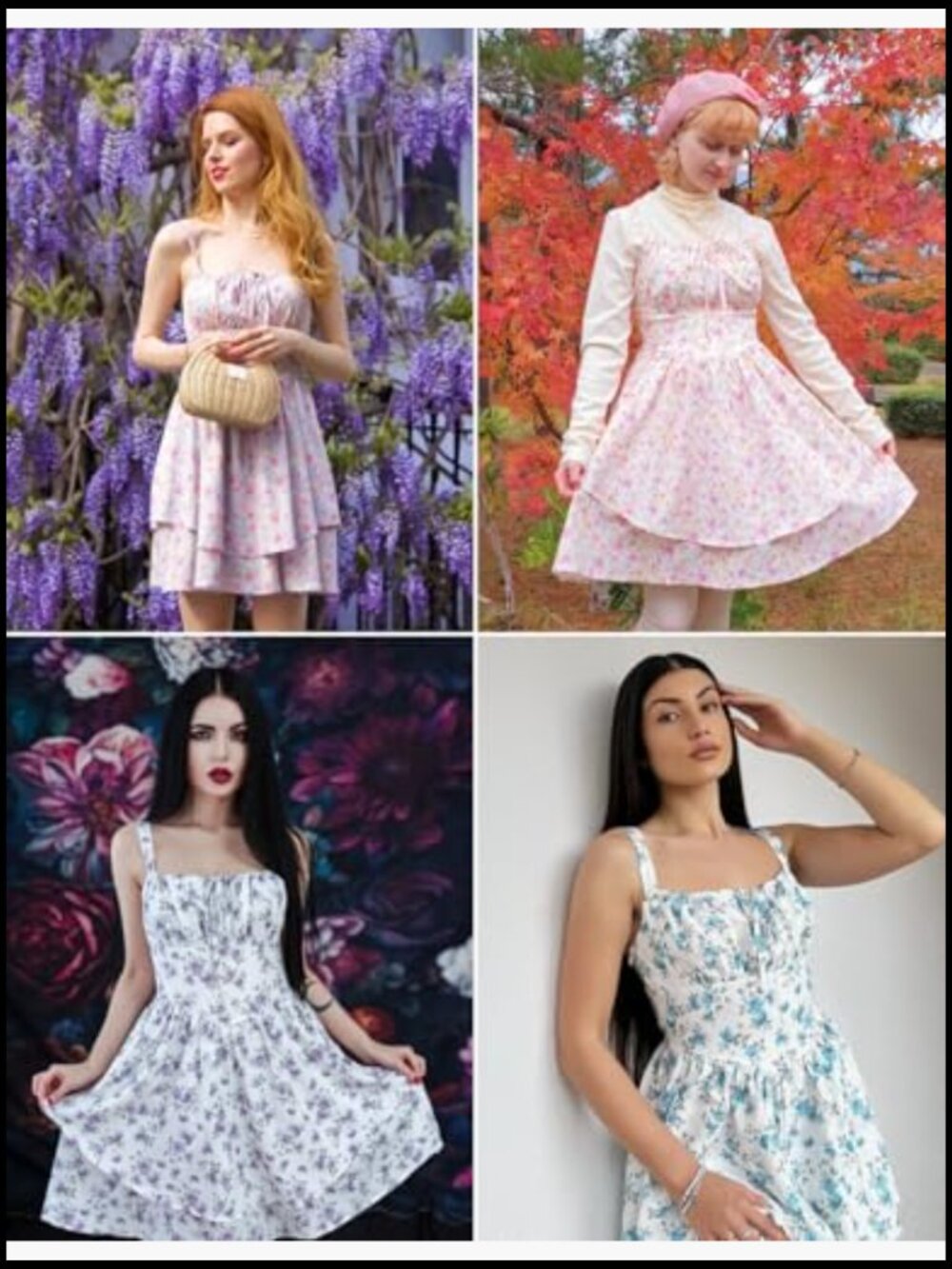 Polyester Elastane Floral Mini Corset Dress with Pockets A-Line Sundress - Picture 6 of 7